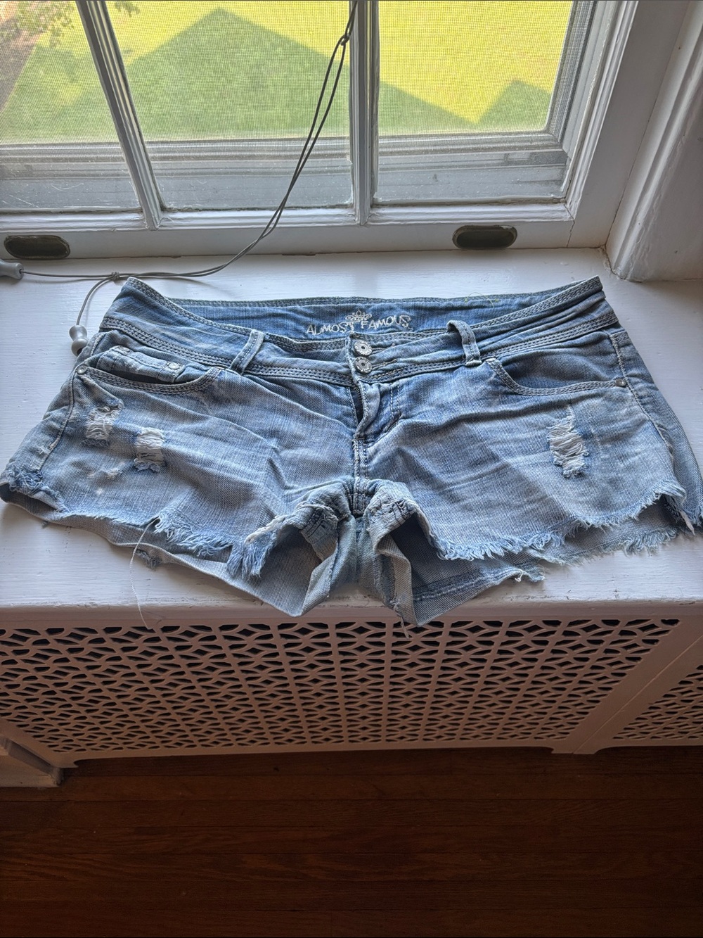 Almost Famous Faded Light Blue Distressed Denim Cutoff Shorts